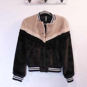 Free People Faux Fur Bomber Jacket